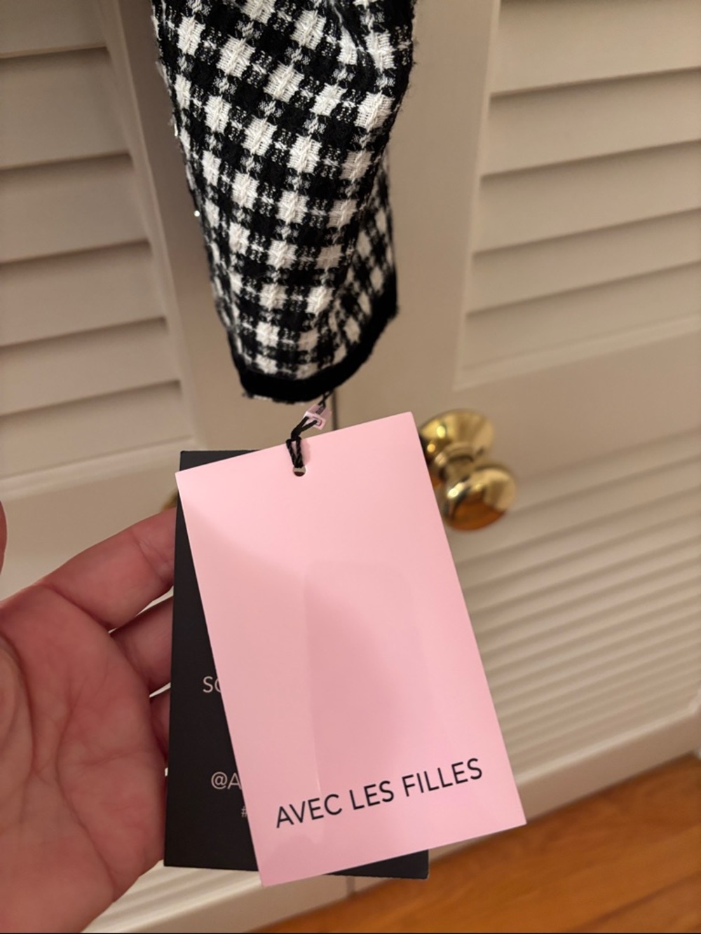 New Avec Les Filles Black and White Tweed Cropped Jacket - Picture 5 of 10